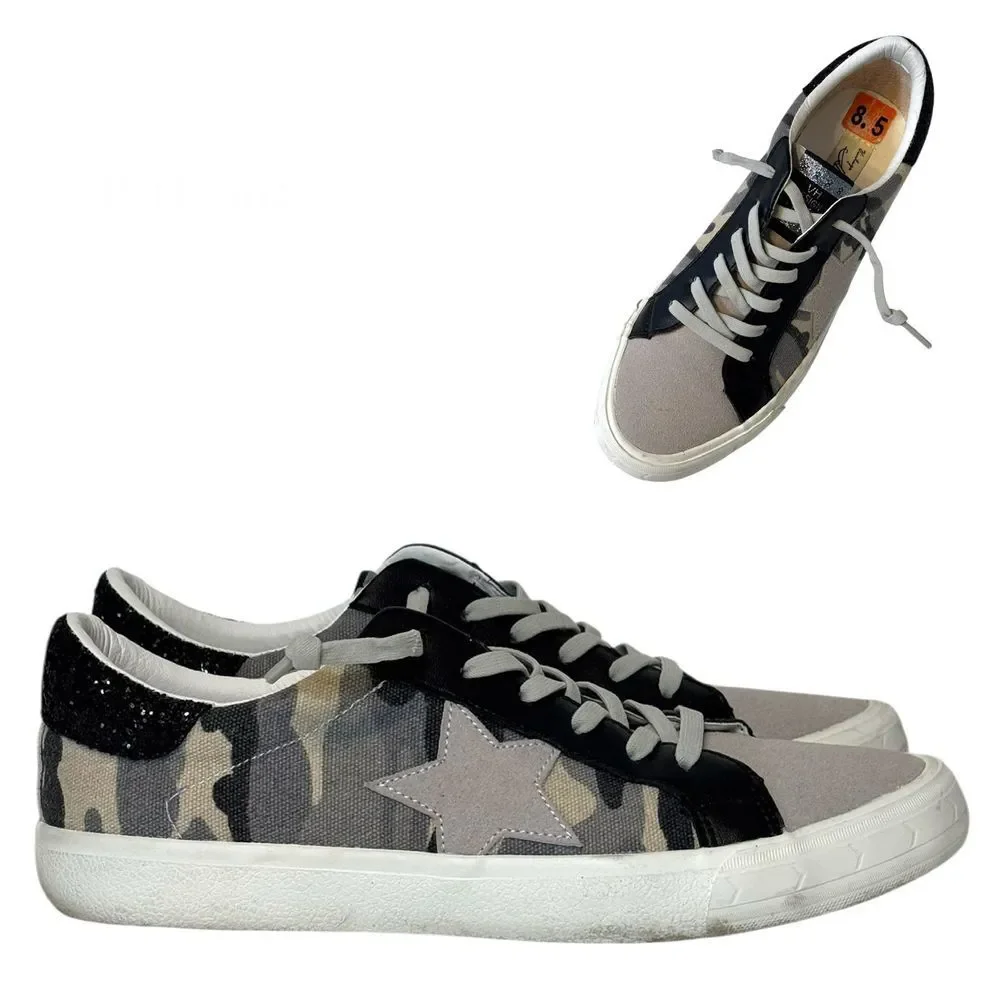 Vintage‎ Havana Women's Size 8.5 Kate Glitter Camo Sneakers Low Top Shoes
